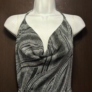 Long Sparkly Backless Dress with High Slit – One Monarchy – NWT